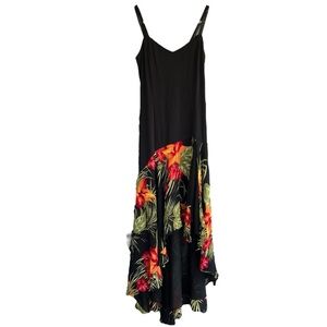 VTG Joseph Ribkoff Tropical Bias Cut Maxi Dress Spaghetti Strap Sz 12 Resortwear